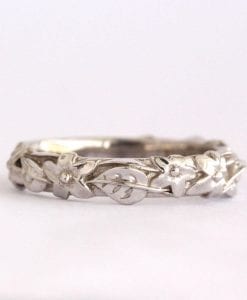 Flower And Leaf Wedding Band, Leaves And flowers Wedding Ring