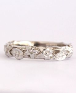 Flower And Leaf Wedding Band, Leaves And flowers Wedding Ring
