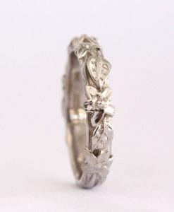 Flower And Leaf Wedding Band, Leaves And flowers Wedding Ring