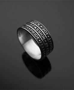 Friendship Words ring in sterling silver, Personalized powerful words