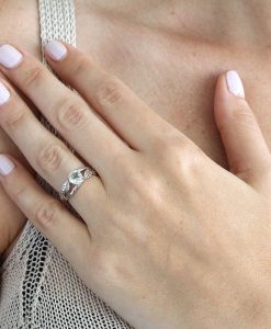 Green Amethyst Twig Engagement Ring, Bark Engagement Ring