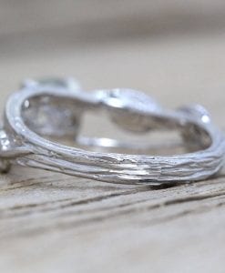 Green Amethyst Twig Engagement Ring, Bark Engagement Ring