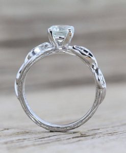 Green Amethyst Twig Engagement Ring, Bark Engagement Ring