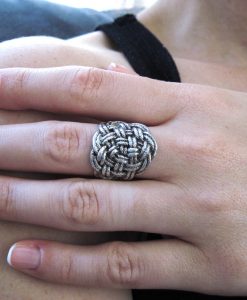 Infinity Knot Rope Silver Ring, Silver braided rope infinity ring