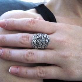 Infinity Knot Rope Silver Ring, Silver braided rope infinity ring