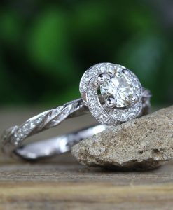 Leaf Engagement Ring, Diamond Engagement Ring