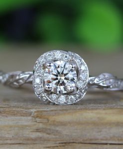 Leaf Engagement Ring, Diamond Engagement Ring