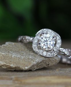 Leaf Engagement Ring, Diamond Engagement Ring
