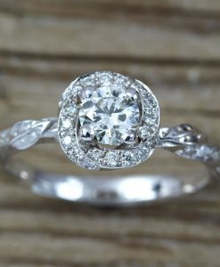 Leaf Engagement Ring, Diamond Engagement Ring