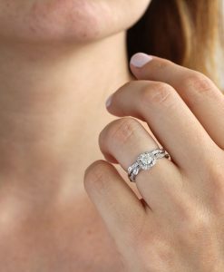 Leaf Engagement Ring, Diamond Engagement Ring