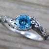 Leaf Ring With Blue Topaz Gemstone In Silver, Blue Topaz Leaves Ring