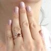 Leaf Rose Gold Garnet ring, Garnet Leaf Engagement Ring