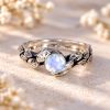 Leaf Ring With Moonstone Gemstone In Silver, Moonstone Leaf Ring