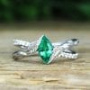 Marquise Emerald Engagement Ring, Nature Inspired Floral Emerald Ring