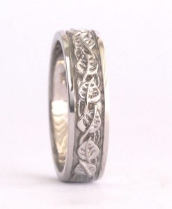 Mens Celtic Wedding Band, Mens Leaves Wedding Ring