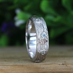 Mens Wedding Rings, Twig White Gold Rough Ring