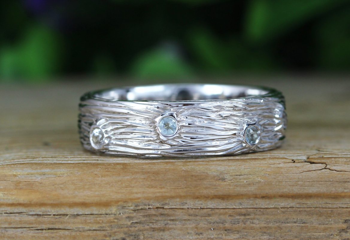 Mens Wedding Rings, Twig White Gold Rough Ring | Benati