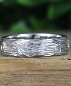 Mens Wedding Rings, Twig White Gold Rough Ring