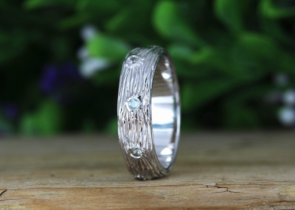 Mens Wedding Rings, Twig White Gold Rough Ring | Benati