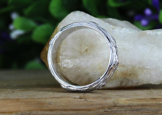 Mens Wedding Rings, Twig White Gold Rough Ring | Benati