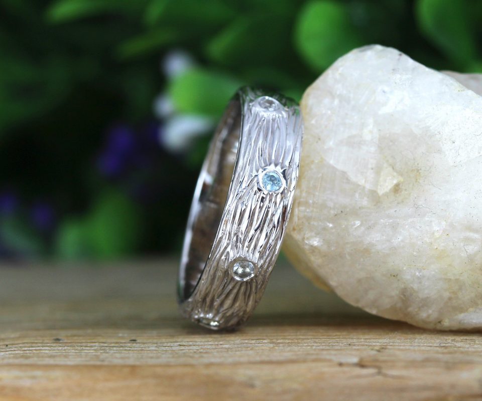 Mens Wedding Rings, Twig White Gold Rough Ring | Benati