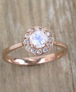 Moonstone Engagement Ring, Moonstone Antique Rose Gold Ring