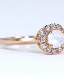 Moonstone Engagement Ring, Moonstone Antique Rose Gold Ring