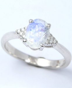 Moonstone engagement ring, Rainbow moonstone ring