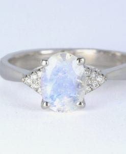 Moonstone engagement ring, Rainbow moonstone ring
