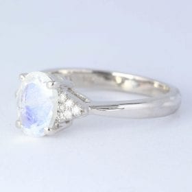 Moonstone engagement ring, Rainbow moonstone ring