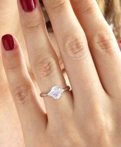 Moonstone engagement ring, Rainbow moonstone ring