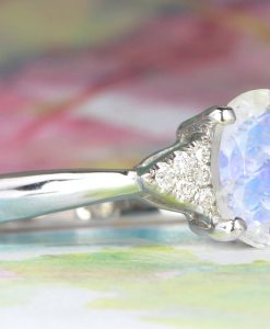 Moonstone engagement ring, Rainbow moonstone ring