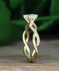 Moonstone Infinity Knot Engagement Ring, Twisted Rope Conflict Free Diamond Engagement Ring