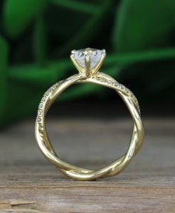 Moonstone Infinity Knot Engagement Ring, Twisted Rope Conflict Free Diamond Engagement Ring