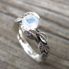 Moonstone Ring, Leaf Moonstone Ring