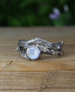 Moonstone Rings Silver Set , Bohemian Ring