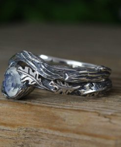 Moonstone Rings Silver Set , Bohemian Ring