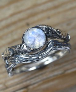 Moonstone Rings Silver Set , Bohemian Ring