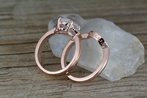 Moonstone Wedding Ring Set, Antique Moonstone Engagement Ring Set