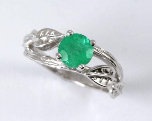 Natural Emerald Leaves Engagement Ring, Twig Promise Ring
