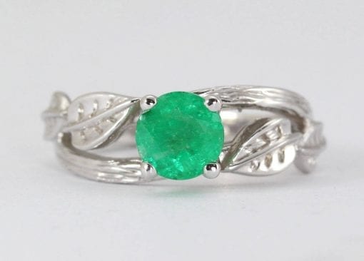 Natural Emerald Leaves Engagement Ring, Twig Promise Ring