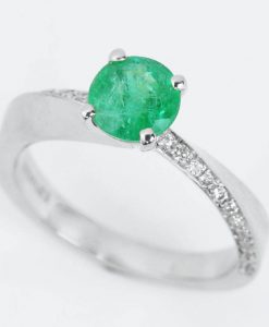 Natural emerald ring, Mobius engagement ring