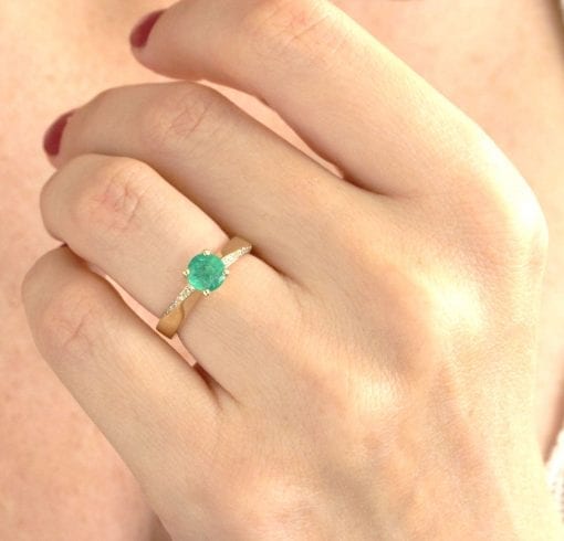 Natural emerald ring, Mobius engagement ring