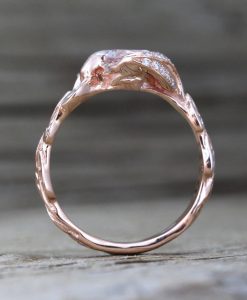 Nature Engagement Ring, White Sapphire Leaves Engagement Ring
