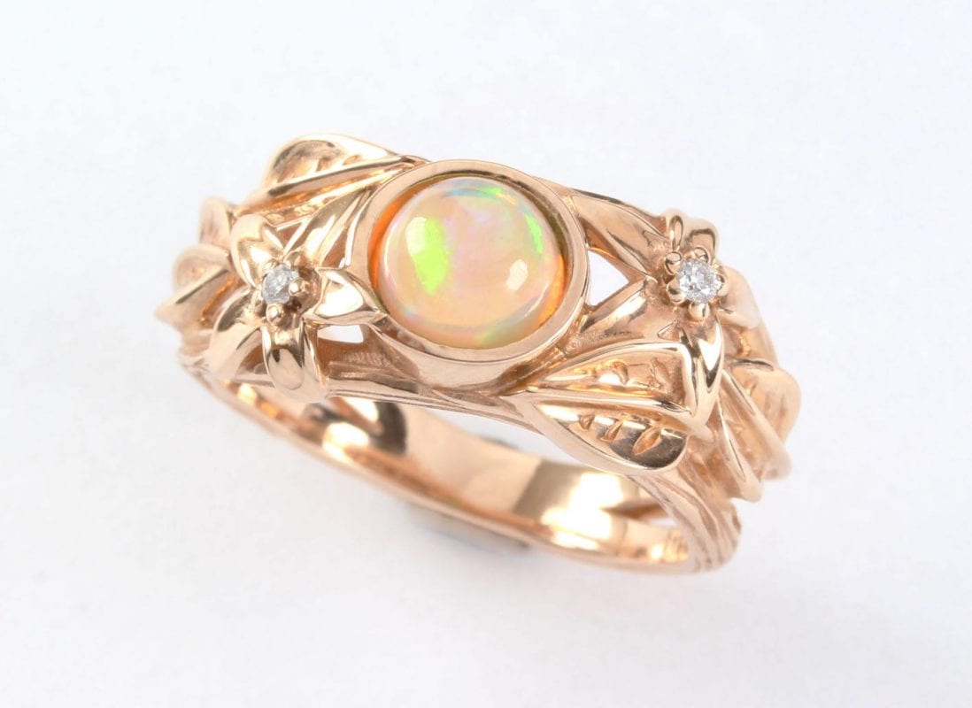 Natural Opal Engagement Ring, Ethiopian fire opal Ring | Benati
