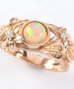 Opal Engagement Ring, Ethiopian fire opal engagement Ring