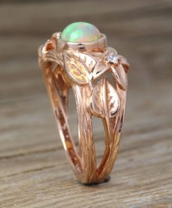 Opal Engagement Ring, Ethiopian fire opal engagement Ring