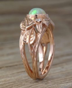 Opal Engagement Ring, Ethiopian fire opal engagement Ring