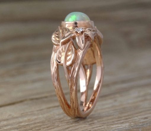 Opal Engagement Ring, Ethiopian fire opal engagement Ring