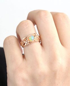 Opal Engagement Ring, Ethiopian fire opal engagement Ring
